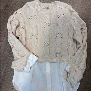 Pilcro Cream Cable Knit Sweater